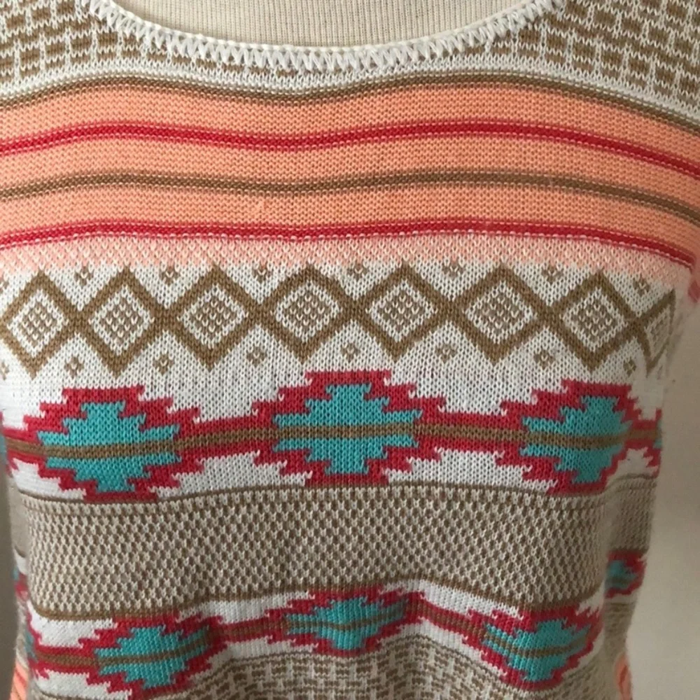 Women’s Cotton emporium Scoop neck short sleeve boho sweater small southwestern